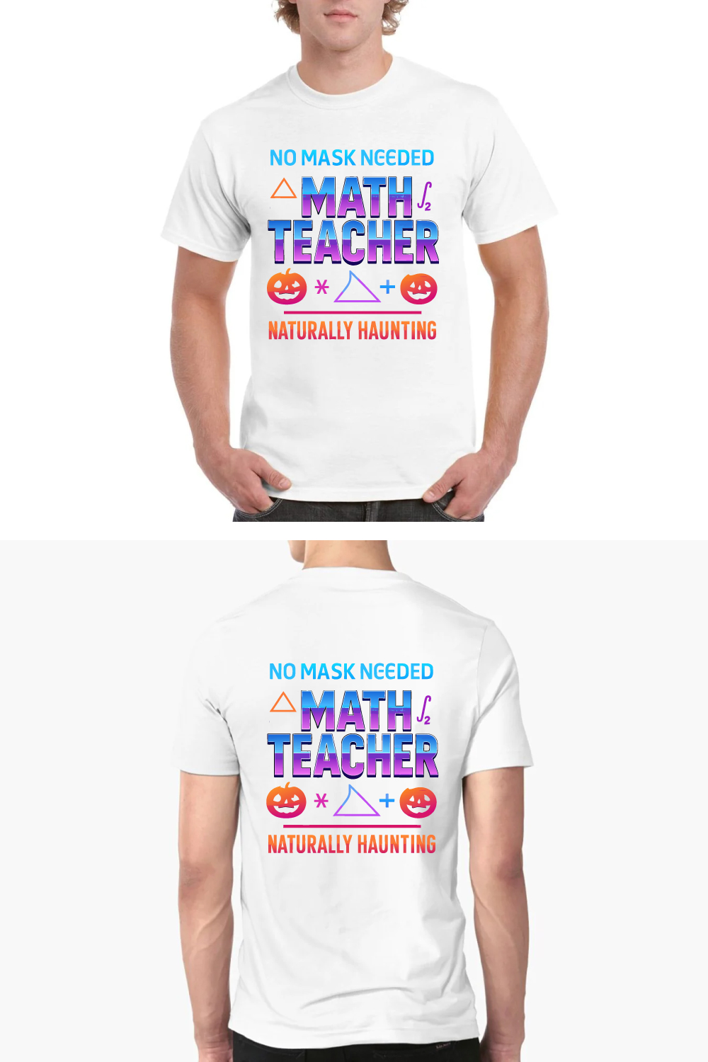 No Mask Needed Math Teacher Naturally Haunting Tee pinterest preview image.