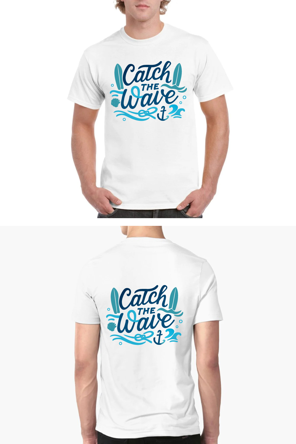 Catch The Wave Surfing Ocean Beach T-Shirt Surf pinterest preview image.