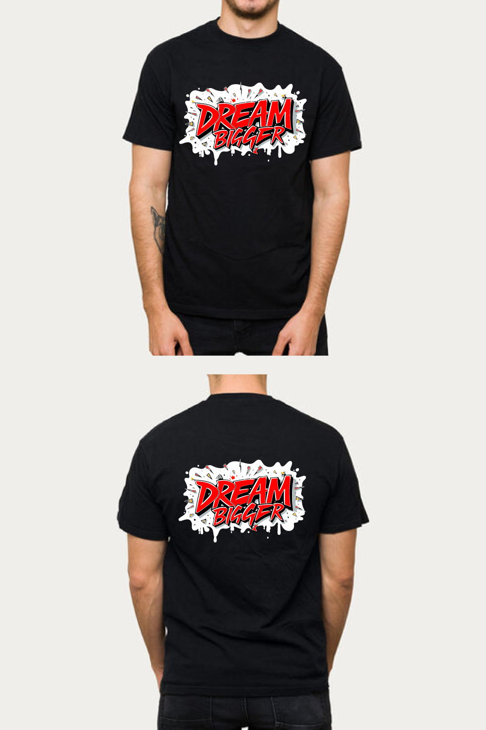 Dream Bigger Graffiti Style Motivational T-Shirt pinterest preview image.