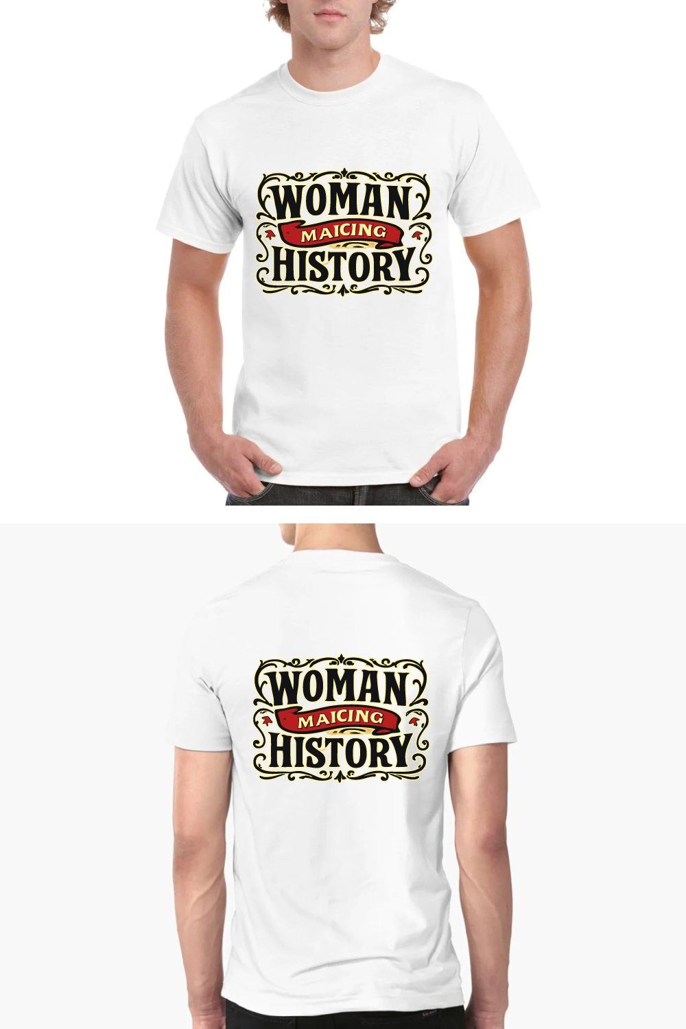 Woman Making History Ornate T-Shirt Vintage Style pinterest preview image.