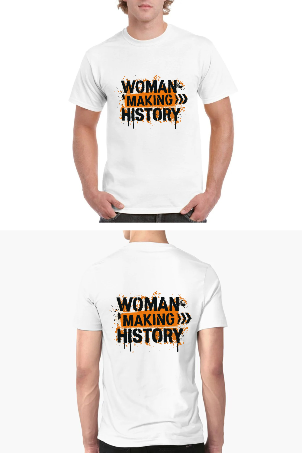 Woman Making History Grunge T-Shirt Orange Splat pinterest preview image.