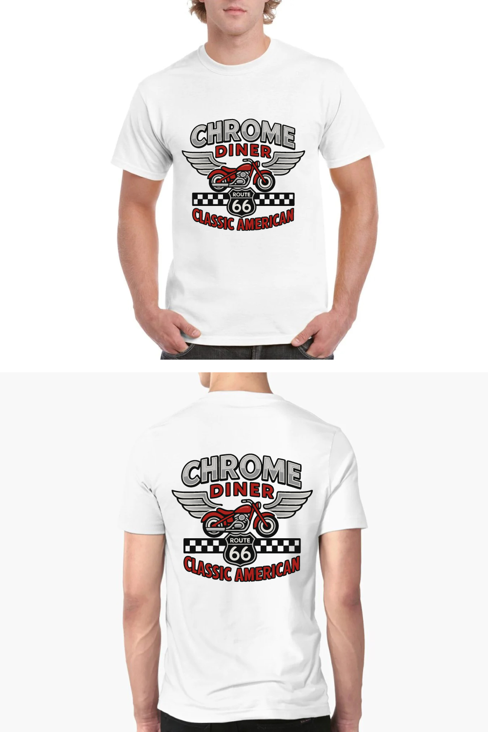 Chrome Diner Route 66 Classic American Vintage Tee pinterest preview image.