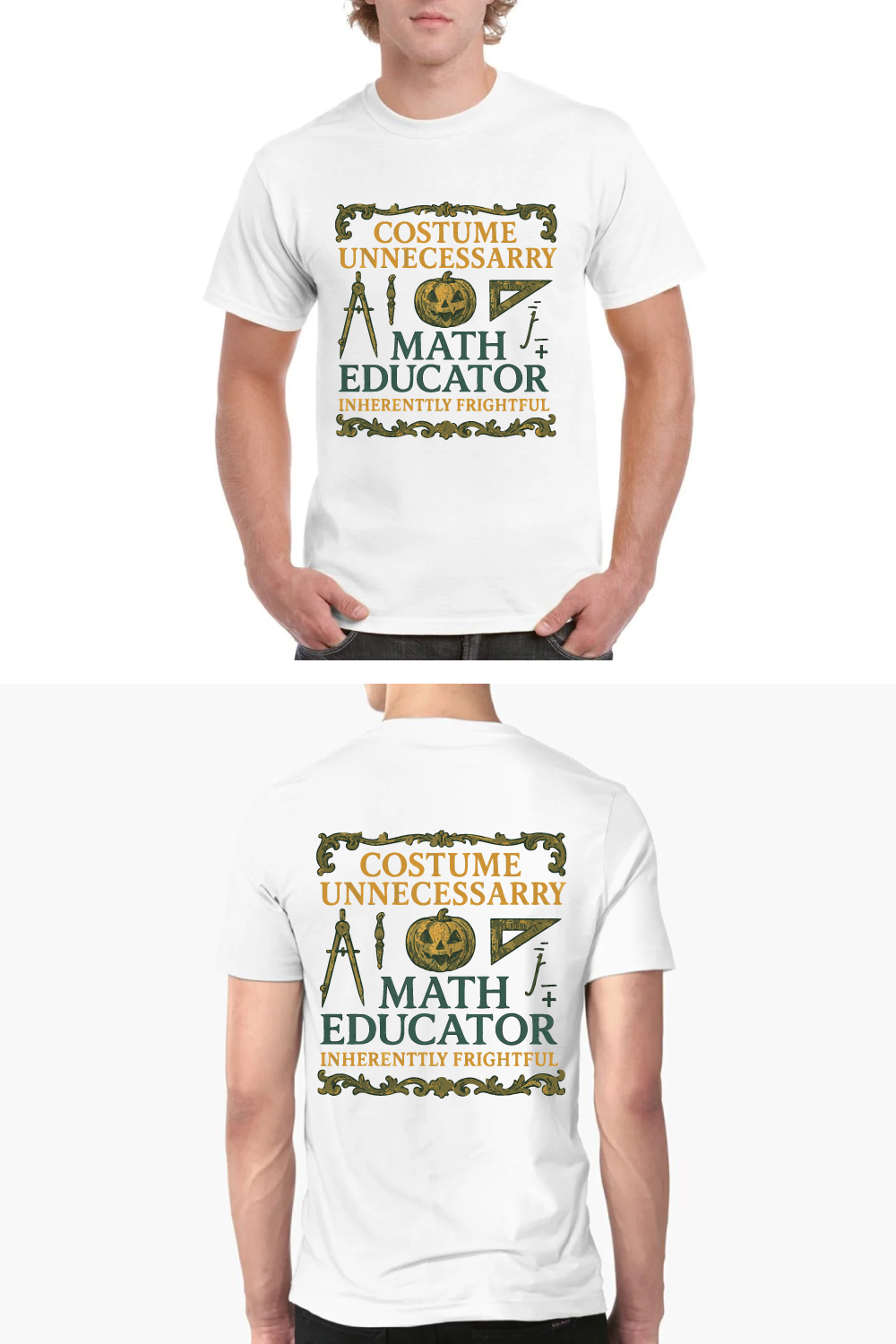 Costume Unnecessary Math Educator Frightful Tee pinterest preview image.