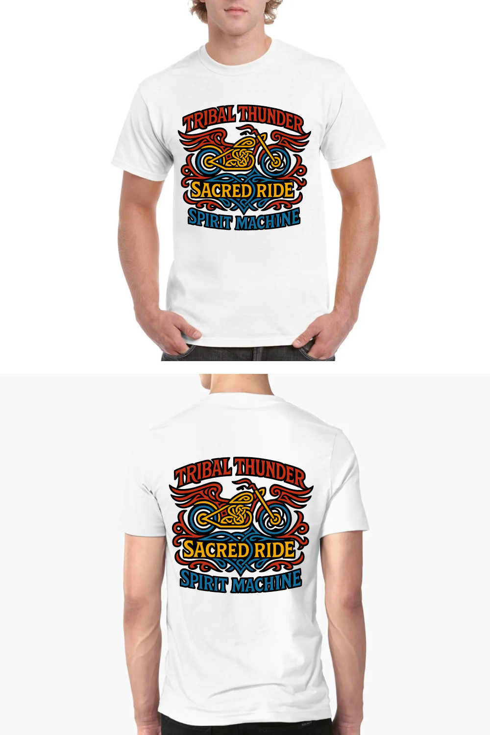 Tribal Thunder Sacred Ride Spirit Machine Biker Tee pinterest preview image.