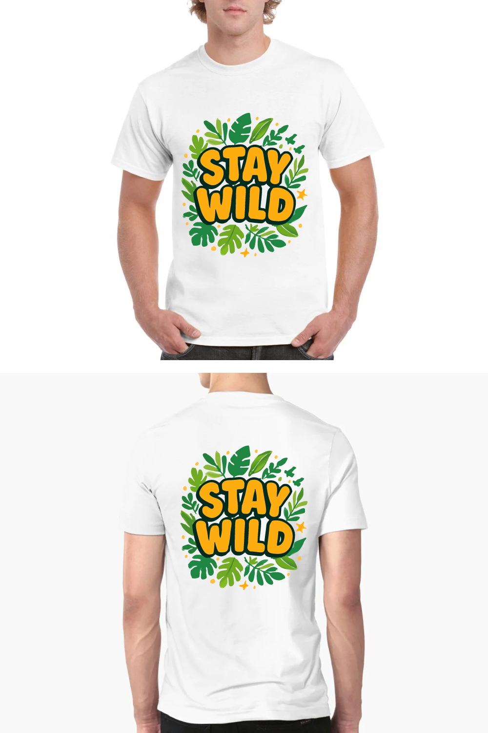 Stay Wild T-Shirt Nature Leaves Tropical Design pinterest preview image.