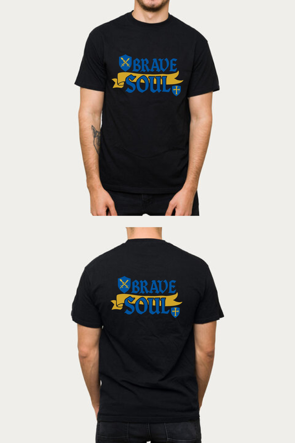 Brave Soul Medieval Fantasy T-Shirt Design pinterest preview image.