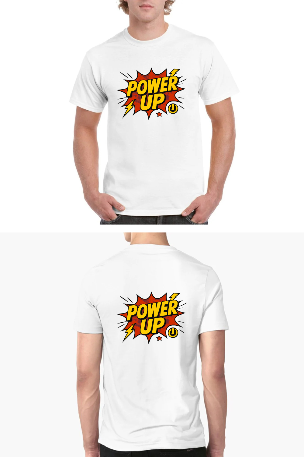 Power Up T-Shirt Comic Book Superhero Pop Art Tee pinterest preview image.