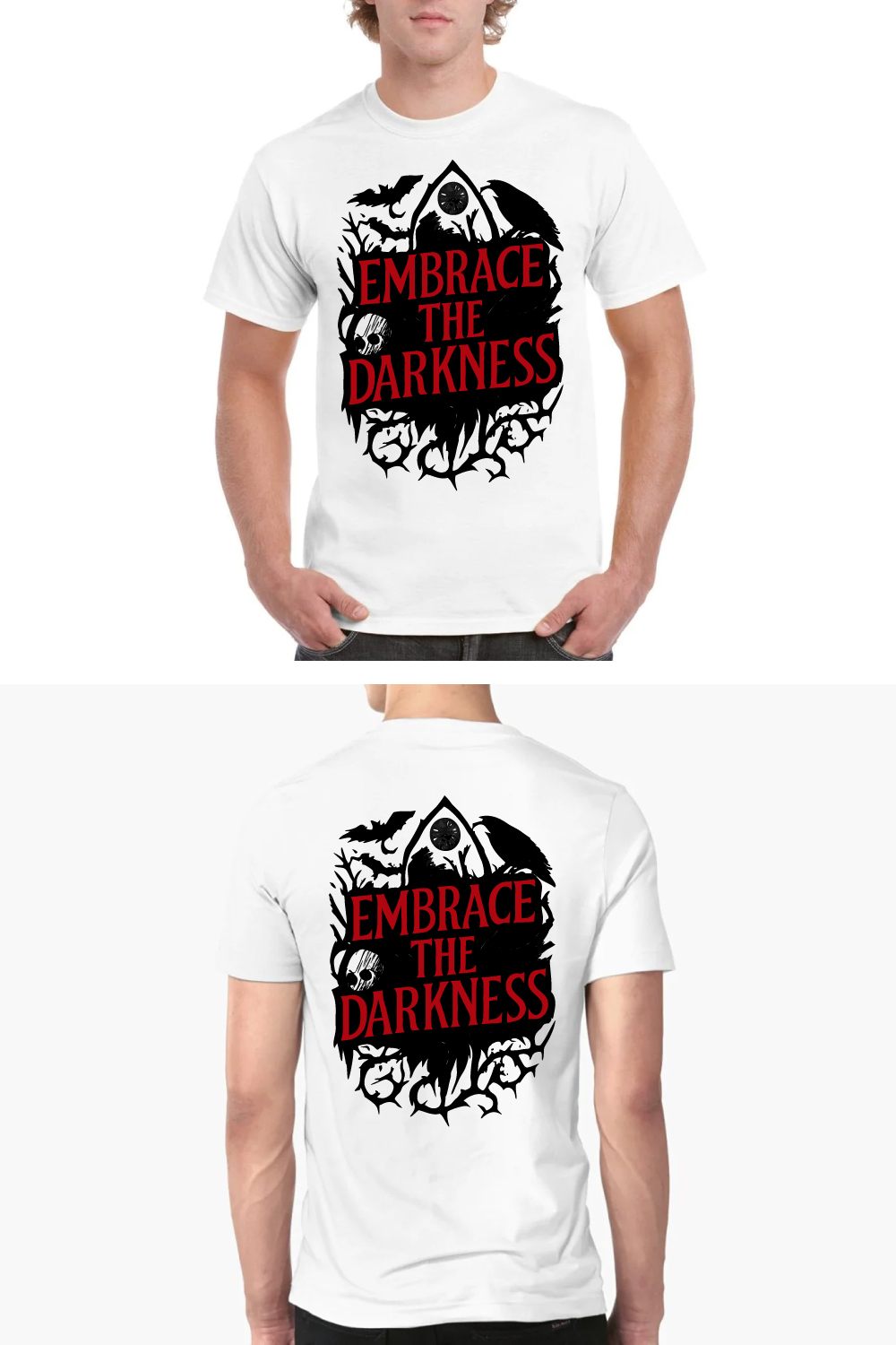 Embrace The Darkness Gothic Raven Eye T-Shirt pinterest preview image.
