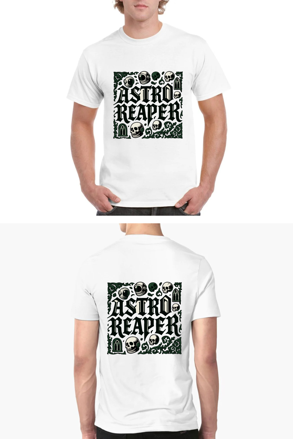 Astro Reaper Space Gothic Skull Tee pinterest preview image.