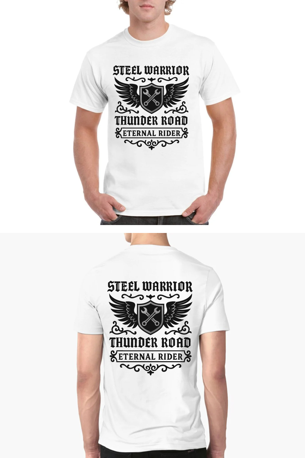 Steel Warrior Thunder Road Eternal Rider Biker Tee pinterest preview image.