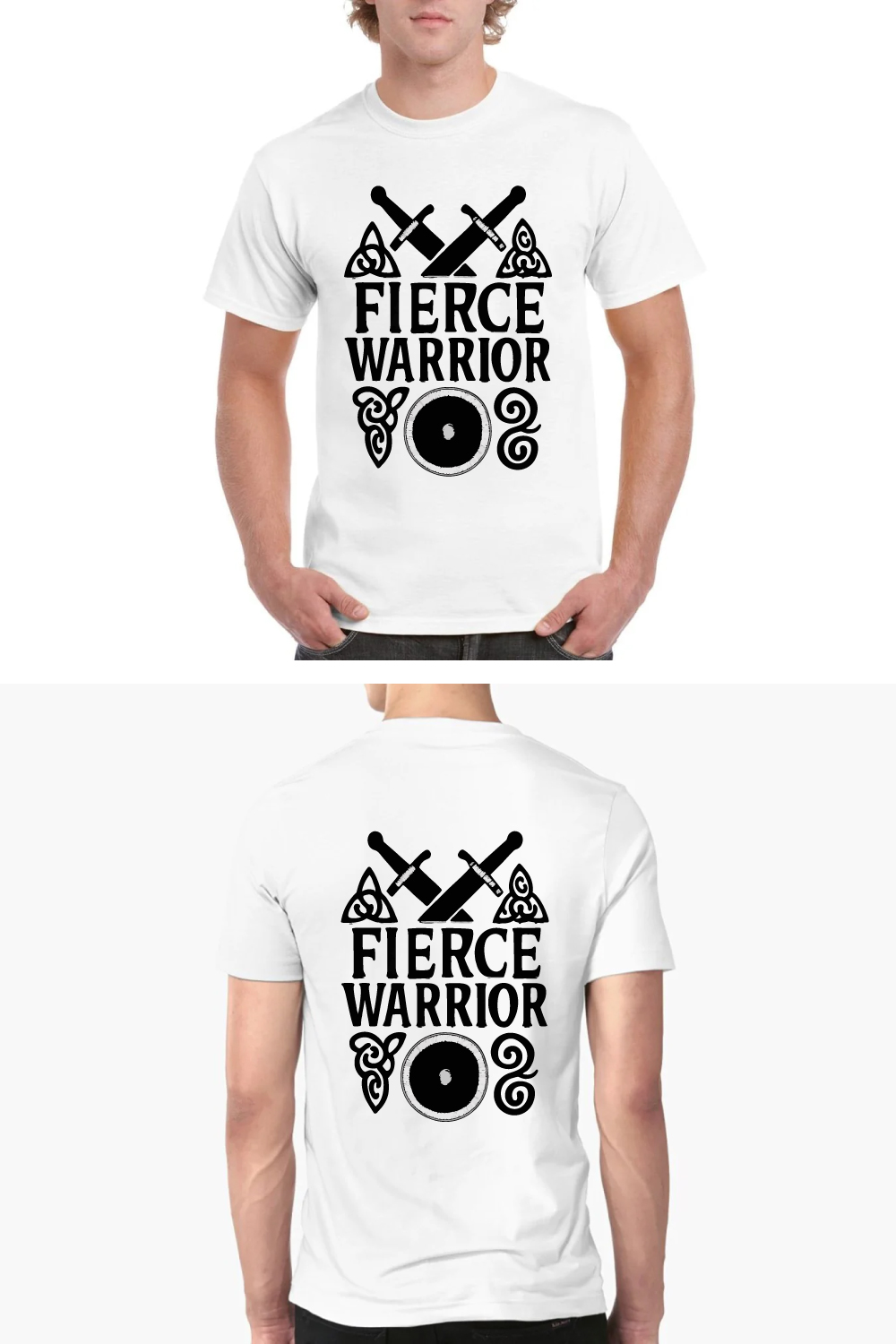 Fierce Warrior Celtic Tribal Swords T-Shirt pinterest preview image.