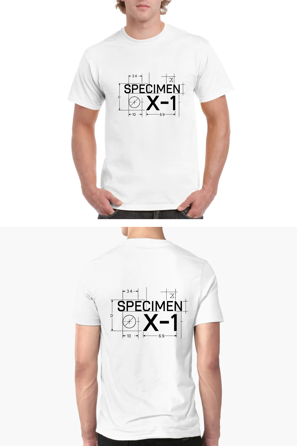 Specimen X-1 Technical Drawing T-Shirt Engineer Tee pinterest preview image.