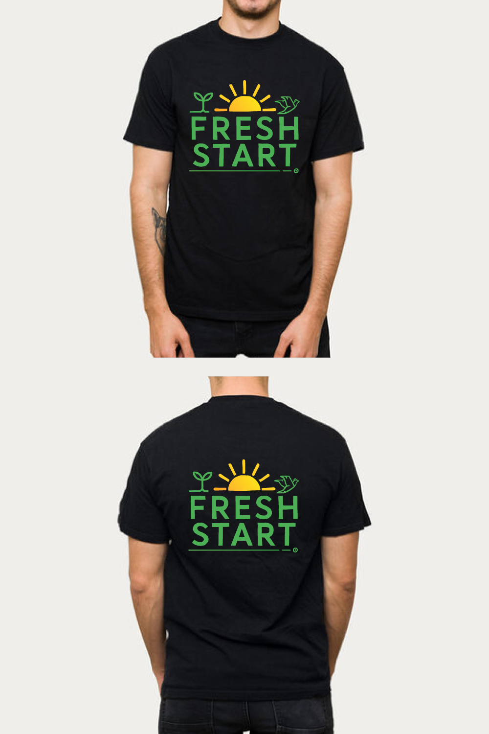 Fresh Start T-Shirt Nature Sun Plant Green Design pinterest preview image.