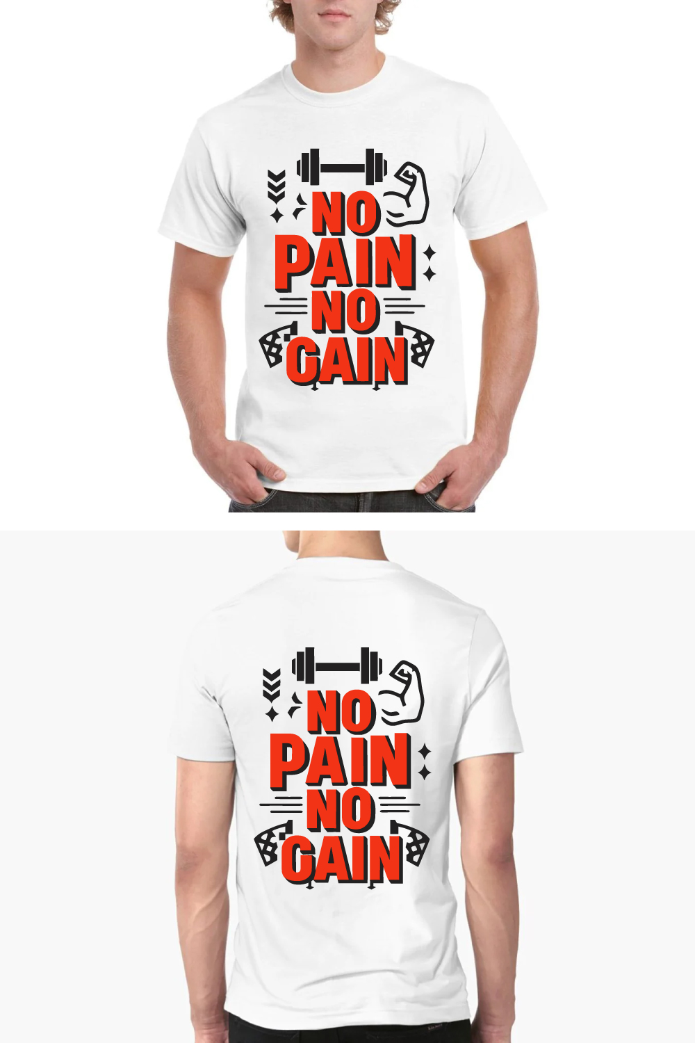 No Pain No Gain Gym Workout Fitness T-Shirt pinterest preview image.