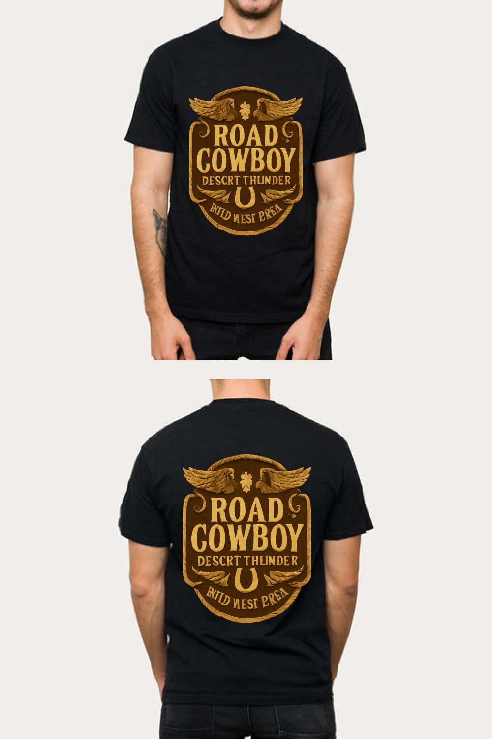 Road Cowboy Desert Thunder Wild West Tee pinterest preview image.