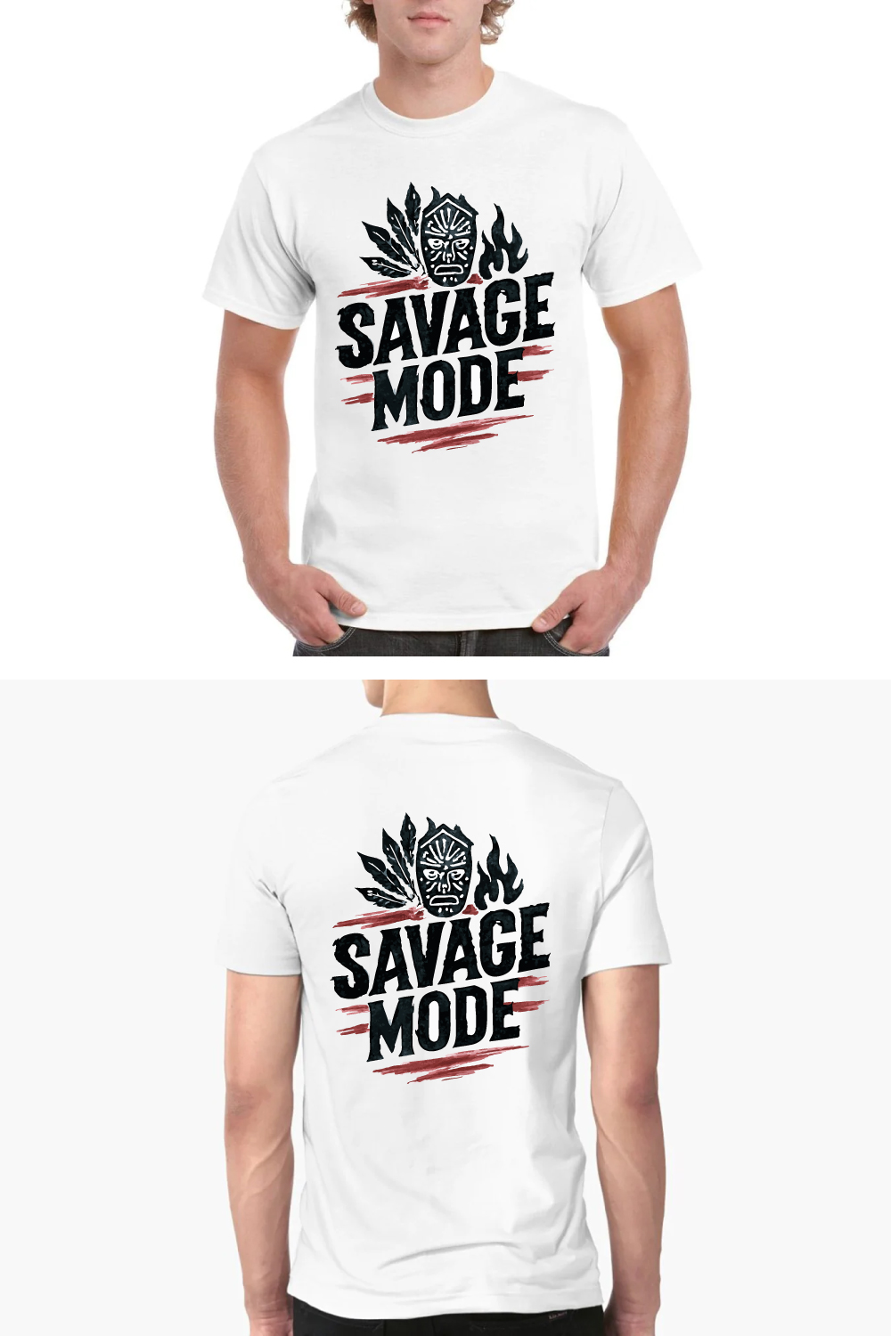 Savage Mode Tribal Warrior Bold Statement T-Shirt pinterest preview image.
