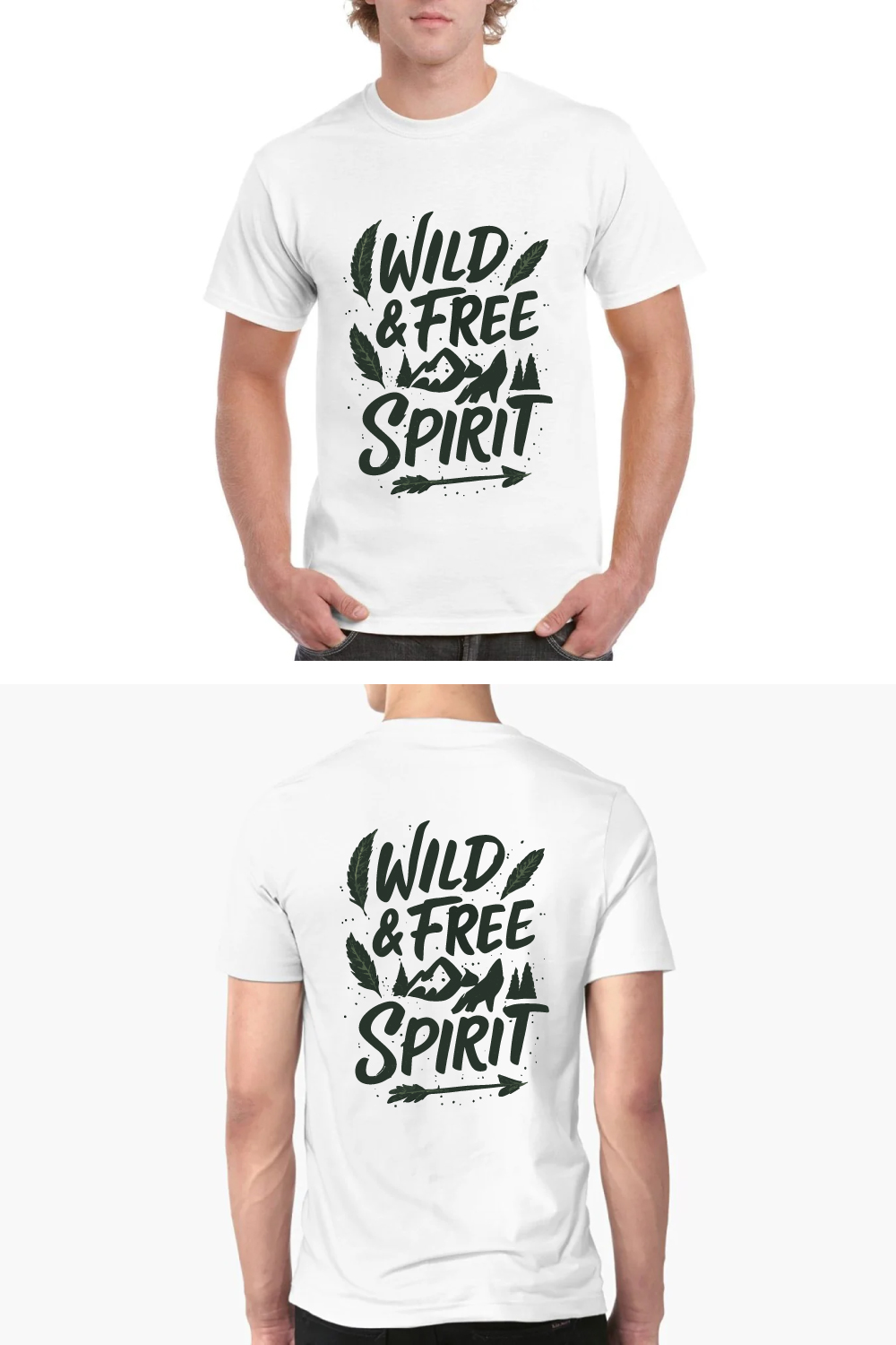 Wild & Free Spirit Feather Arrow Mountain Tee pinterest preview image.