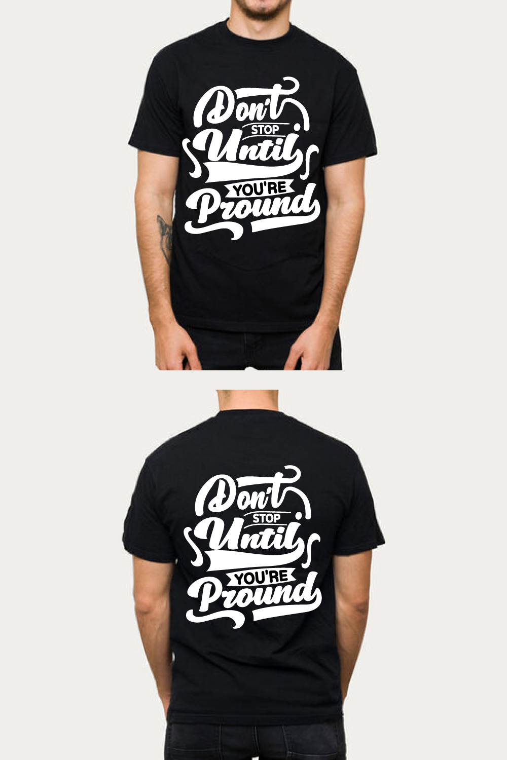 Don't Stop Until You're Proud Motivational T-Shirt pinterest preview image.