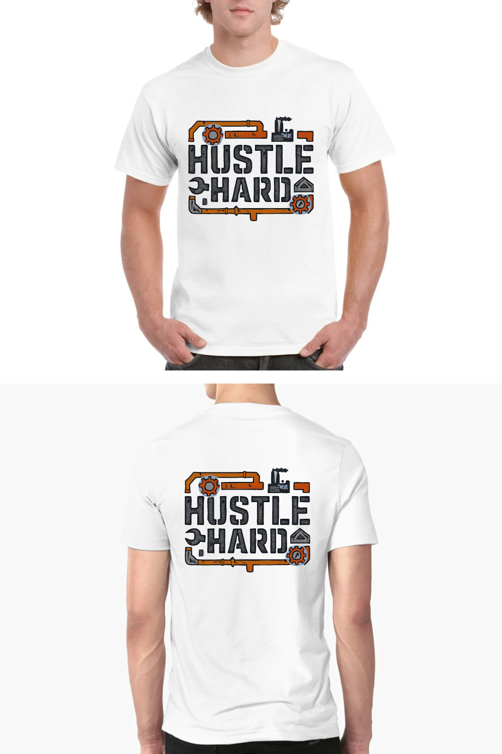 Hustle Hard T-Shirt Work Tools Motivational Design pinterest preview image.