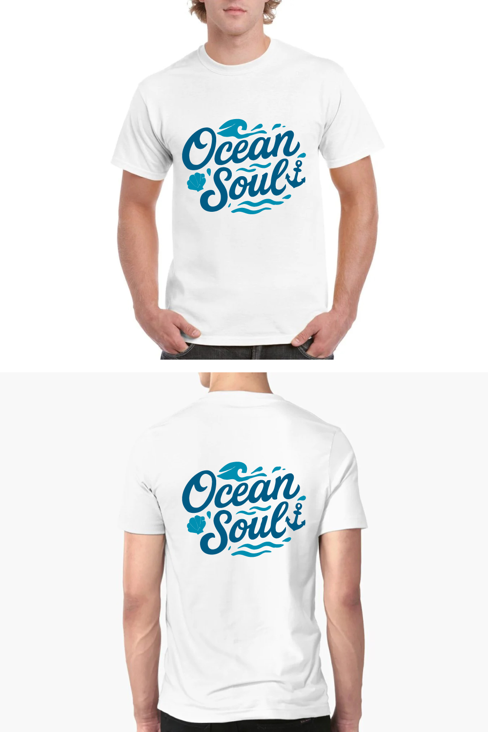 Ocean Soul T-Shirt Nautical Beach Wave Anchor Tee pinterest preview image.