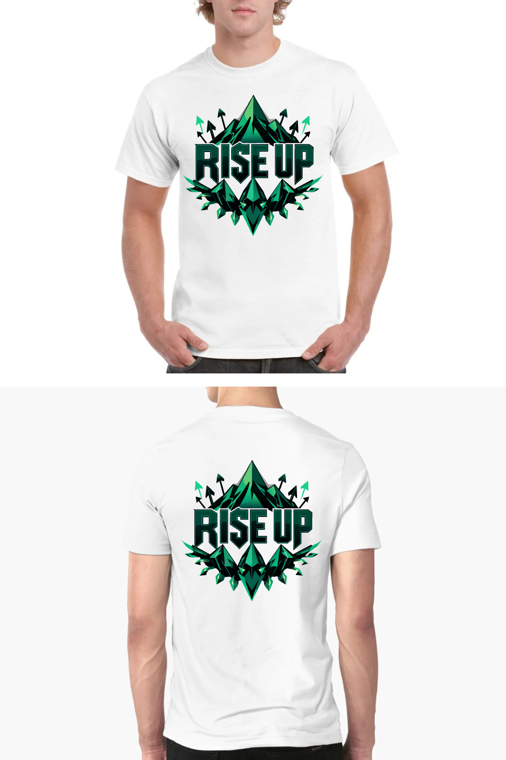 Rise Up Mountain Geometric T-Shirt Motivational Tee pinterest preview image.