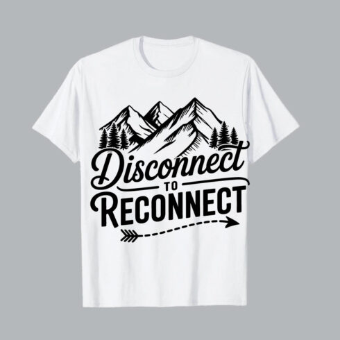 Mountain trees disconnect reconnect arrow mountains hiking EPS PNG T shirt Design cover image.