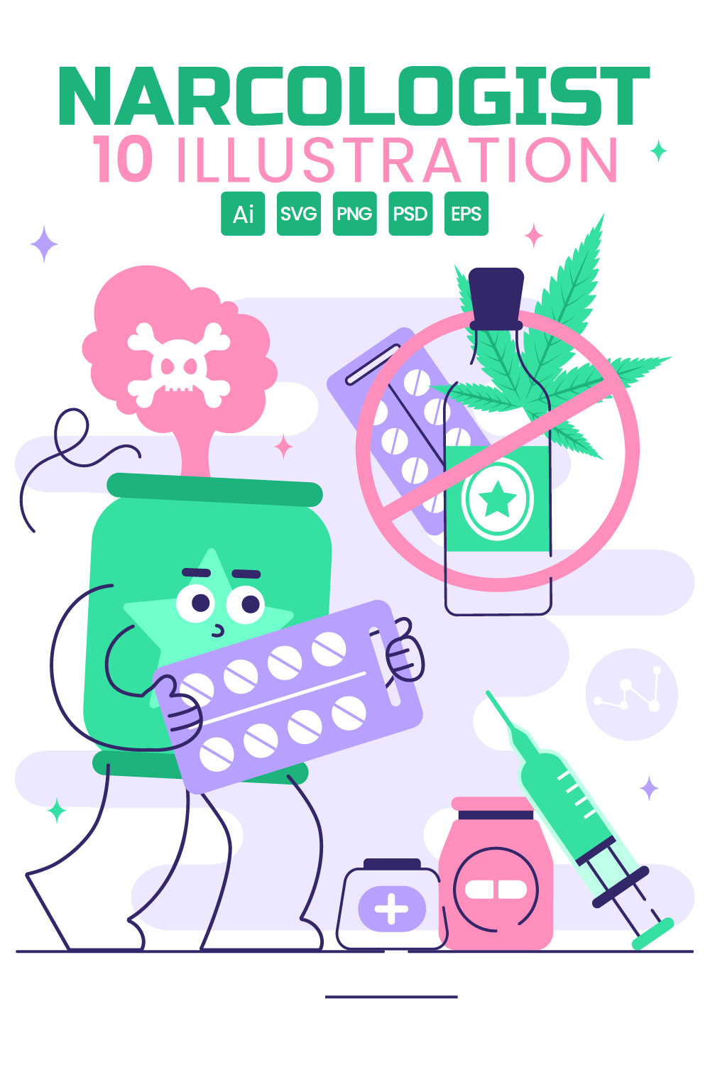 10 Narcologist Vector Illustration pinterest preview image.