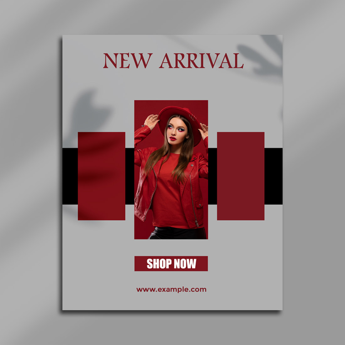 Modern Fashion New Arrival Instagram Post PSD Template – Red Theme preview image.