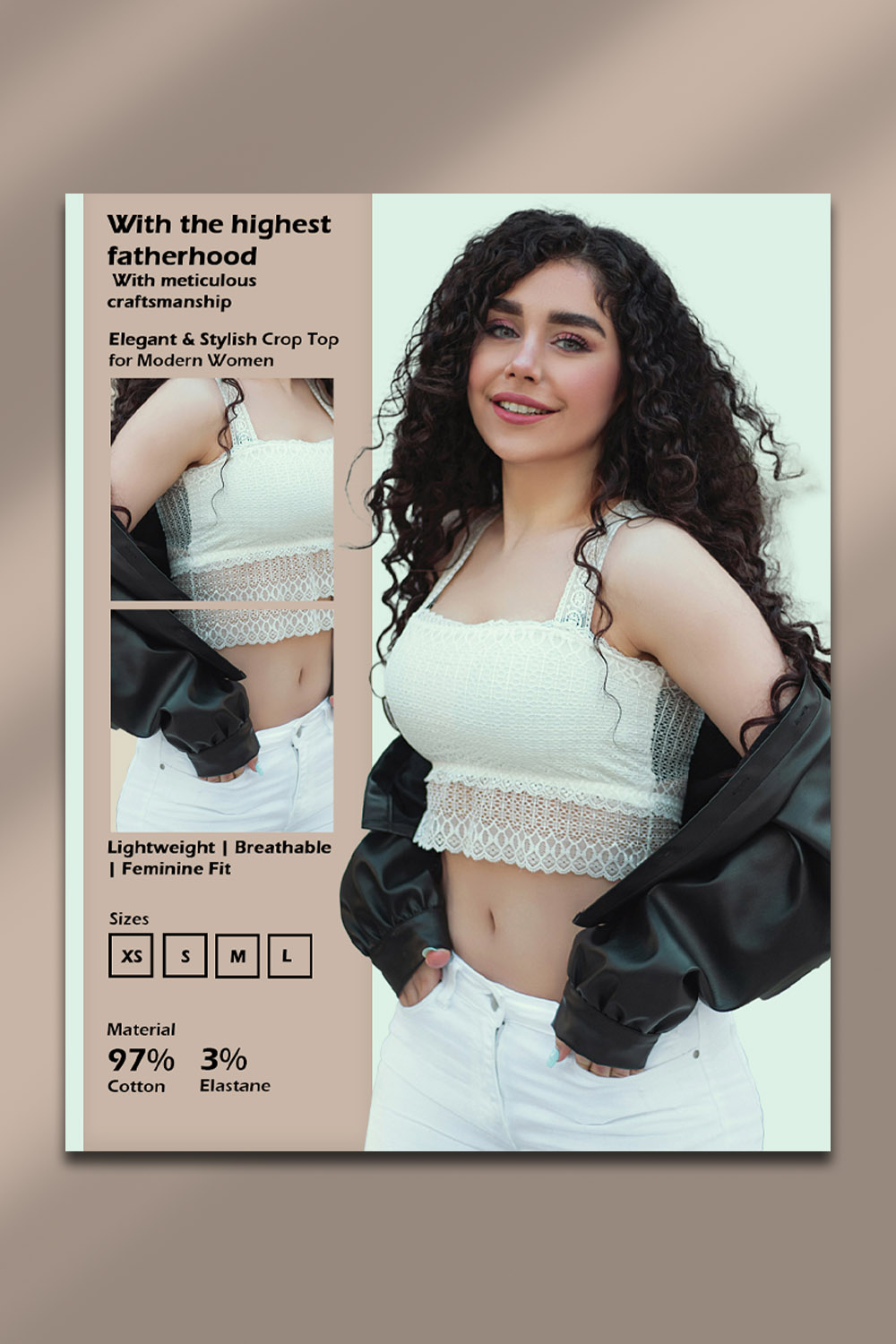 Trendy Crop Top PSD Template for Women’s Fashion Ads & Apparel Mockups pinterest preview image.