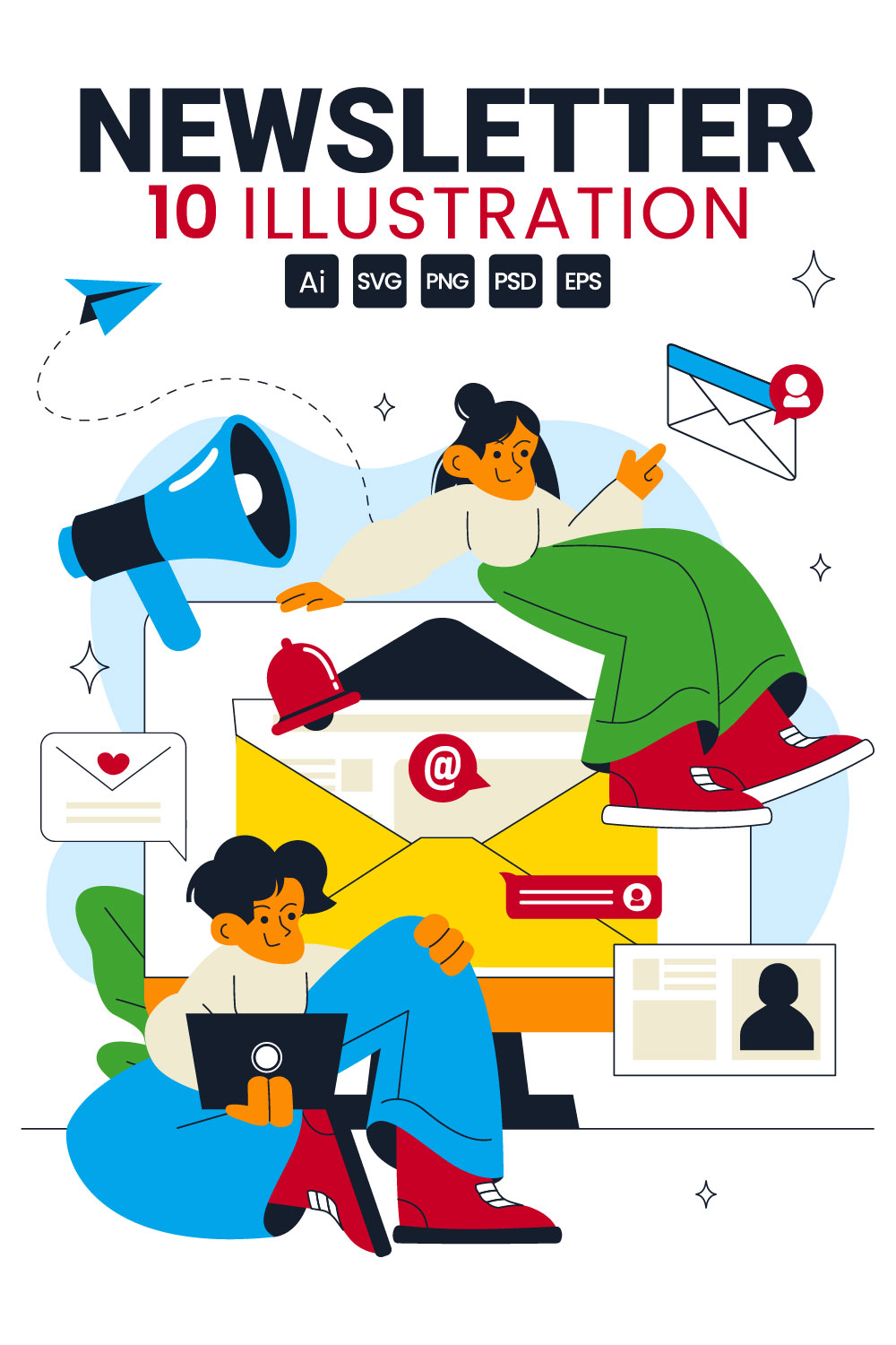 10 Email Newsletter Illustration pinterest preview image.