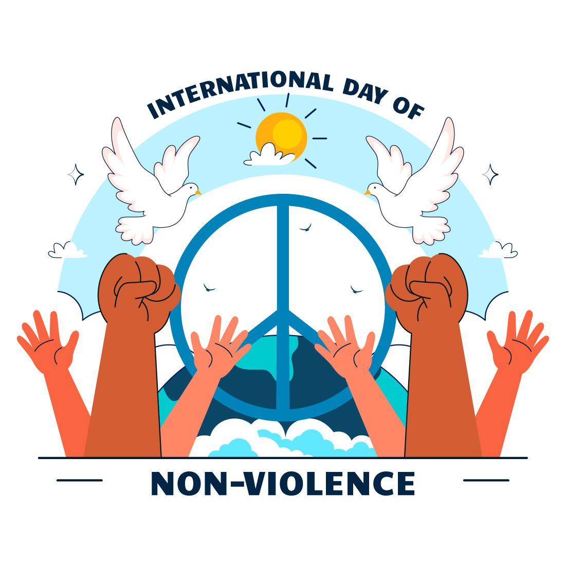 10 International Day of Non-Violence Illustration cover image.