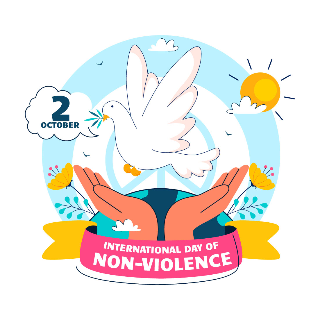 10 International Day of Non-Violence Illustration preview image.