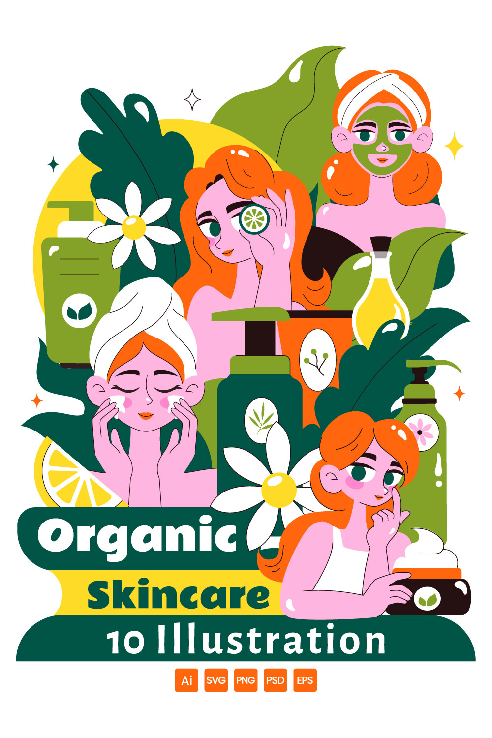 10 Organic Skin Care Illustration pinterest preview image.