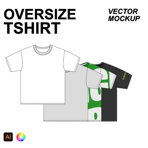 Oversize Tshirt Vector Flat Mockup cover image.