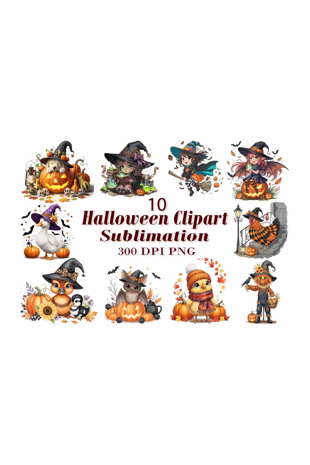 Halloween Sublimation Clipart pinterest preview image.