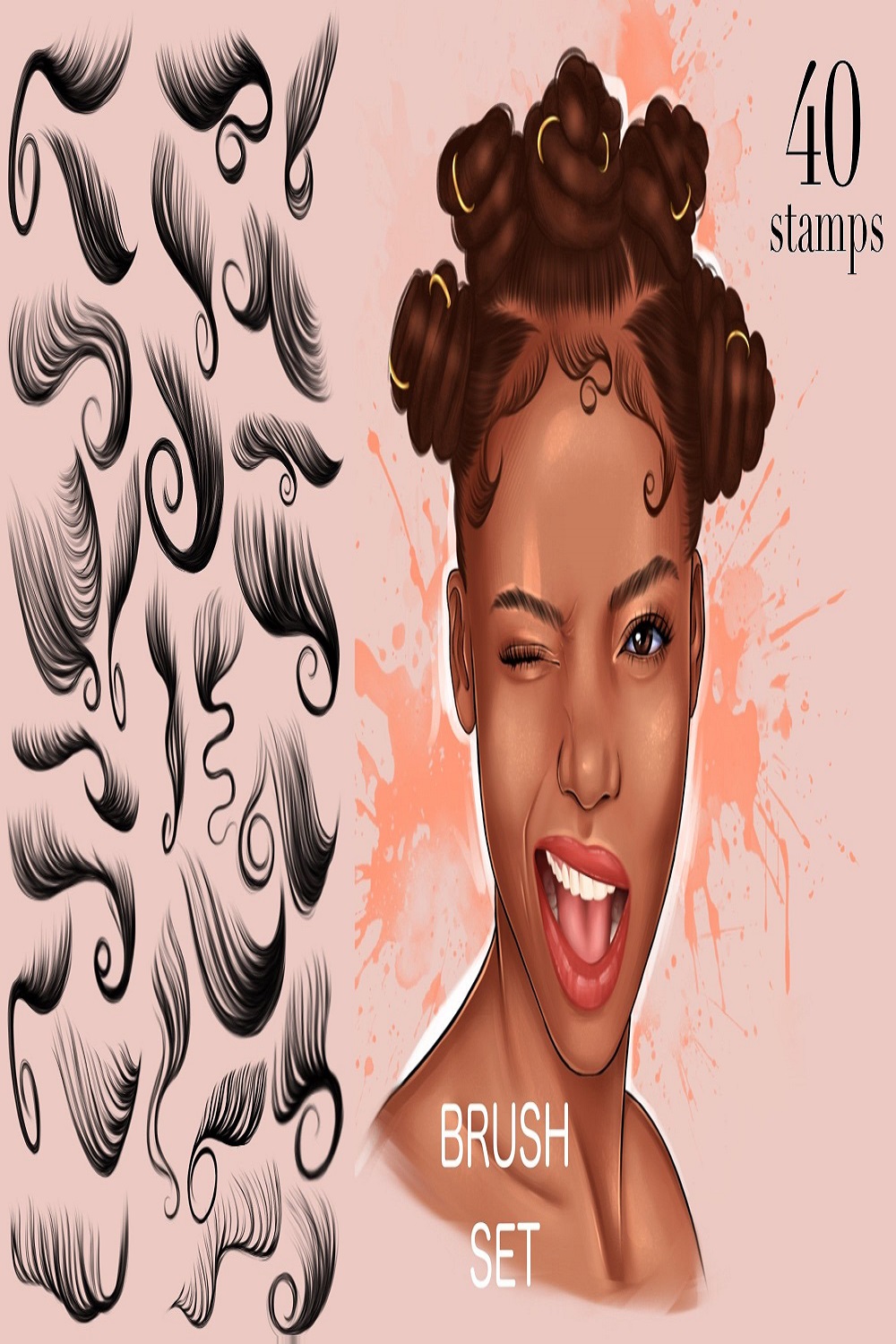 Procreate figure stamps, MAN Procreate stamps pinterest preview image.