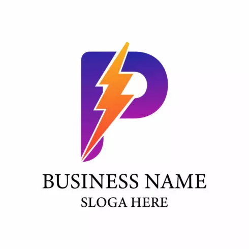 Modern P Lettermark with Energy Symbol cover image.