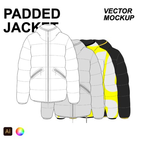 Padded Jacket Vector Sketch Mockup cover image.