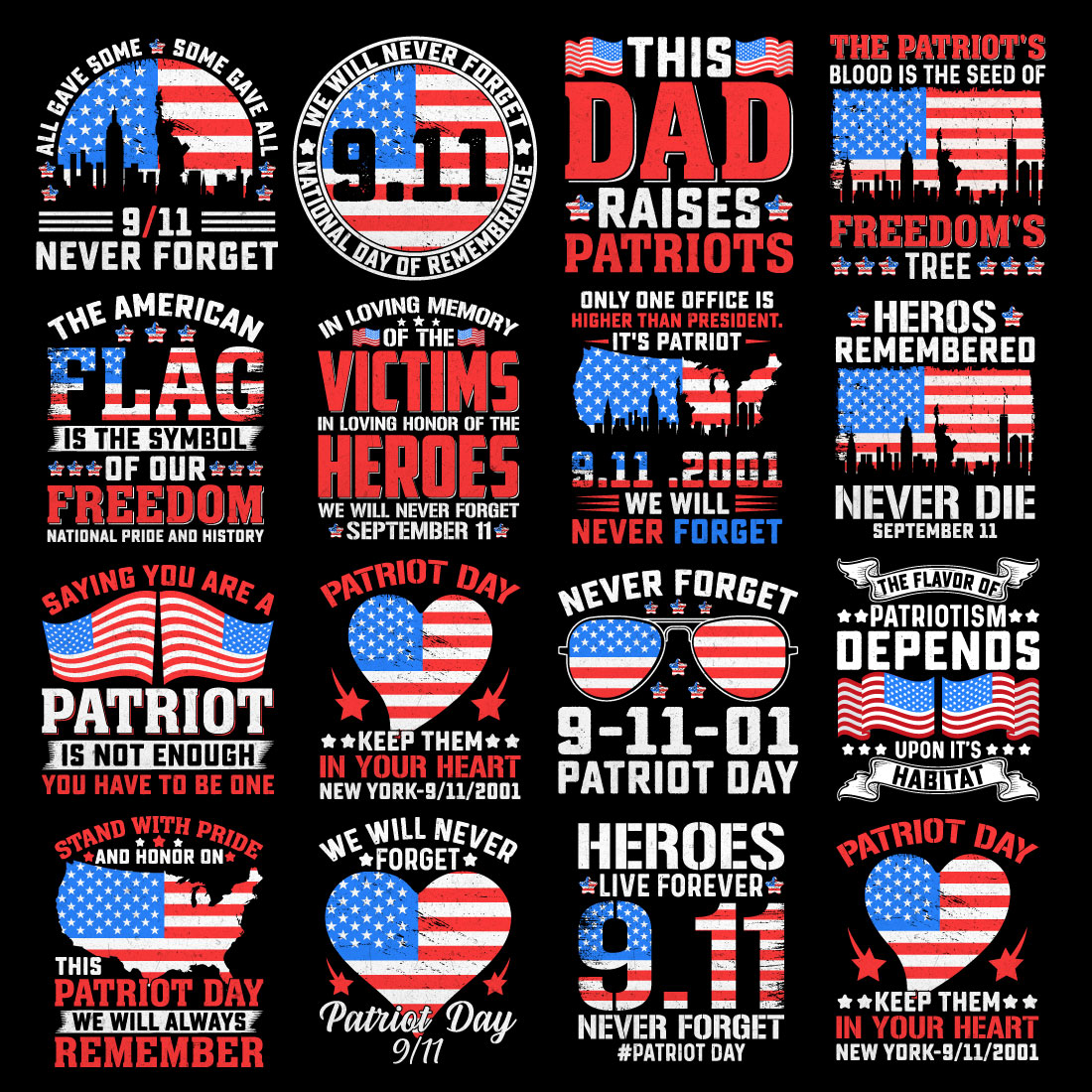 20th Patriot Day T Shirt Design Bundle 1 preview image.