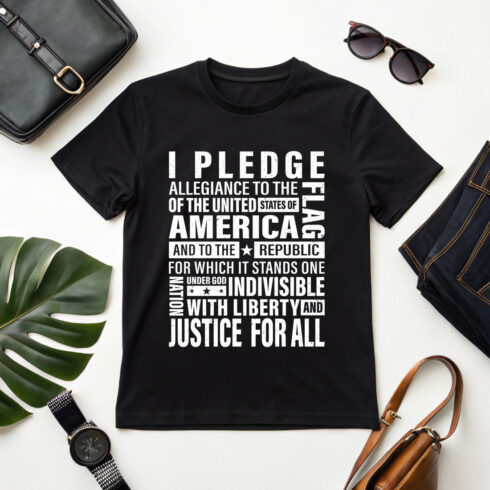 patriotic American pledge of allegiance typography design for t-shirts and mugs graphic design cover image.