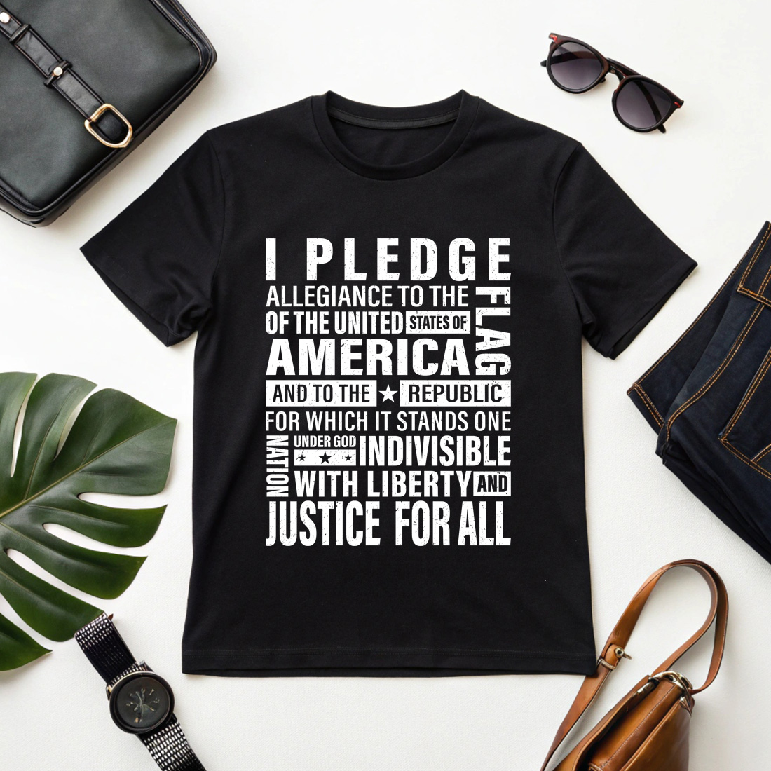 patriotic American pledge of allegiance typography design for t-shirts and mugs graphic design cover image.