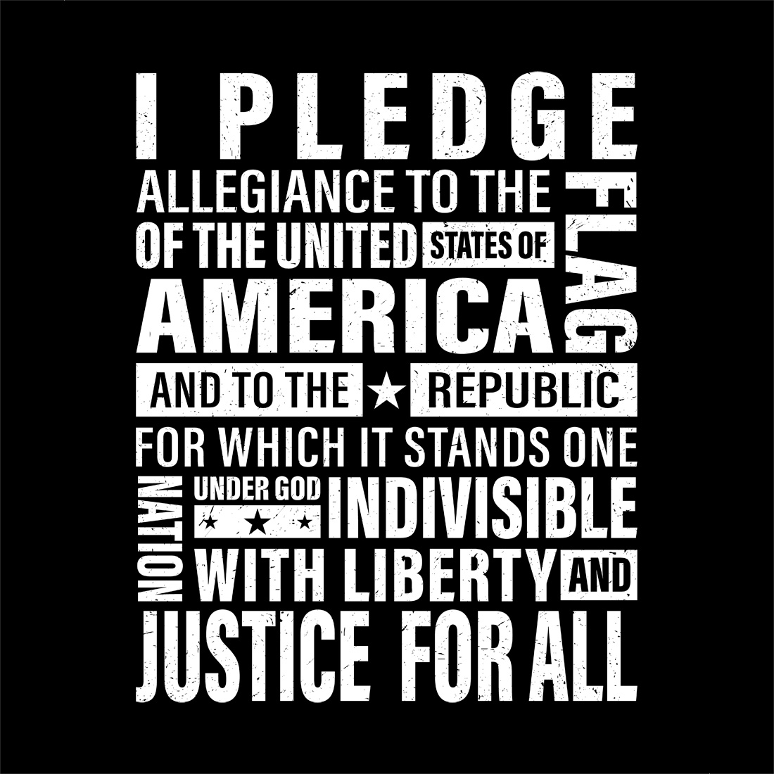 patriotic American pledge of allegiance typography design for t-shirts and mugs graphic design preview image.