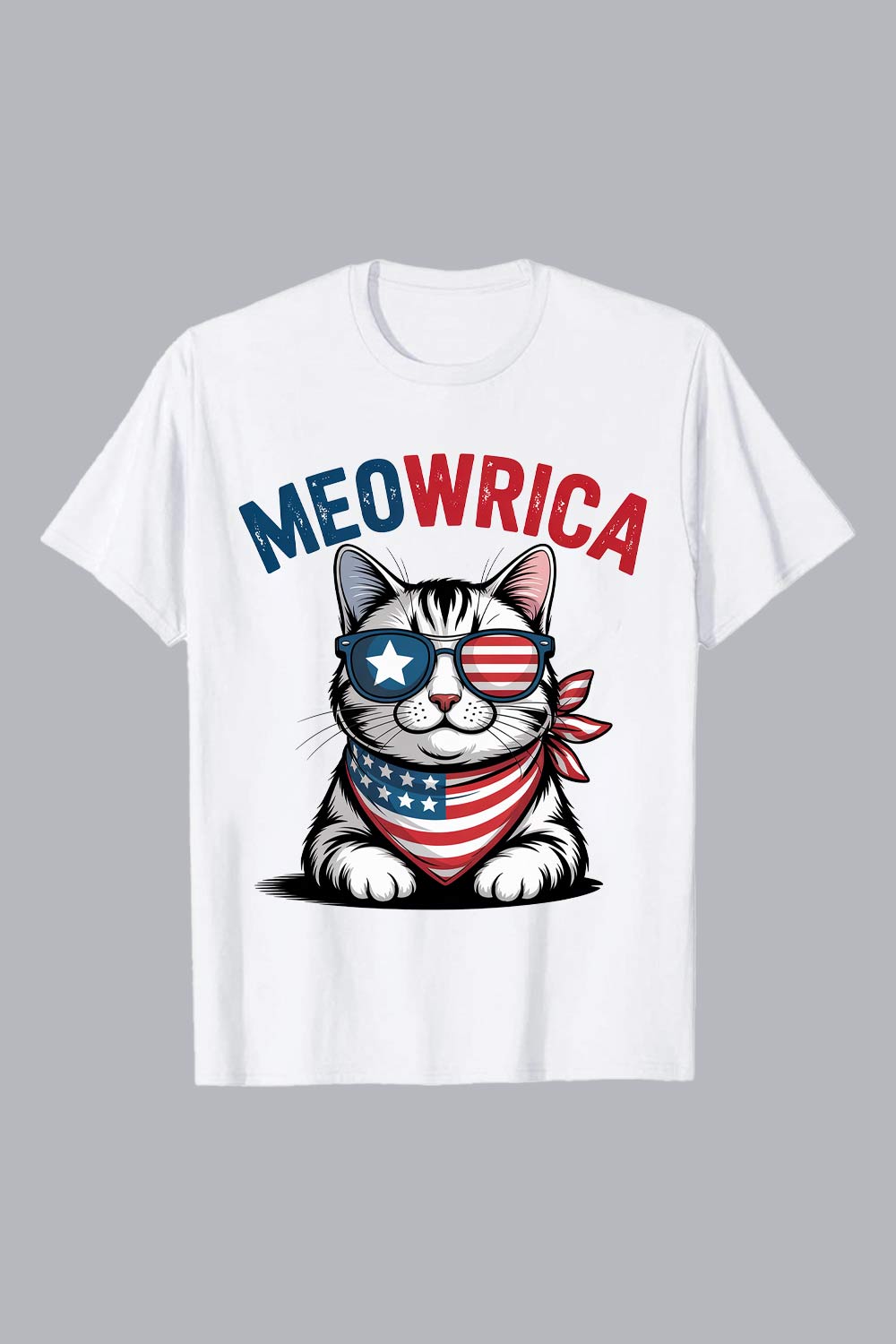 3 Design Patriotic feline wearing American flag bandana and sunglasses American flag PNG T shirt Design pinterest preview image.