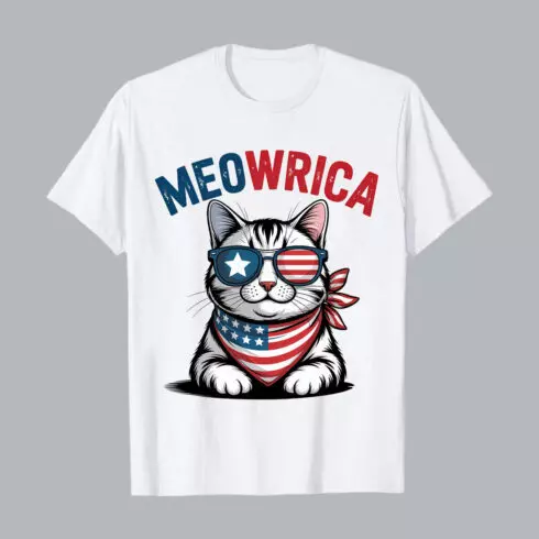 3 Design Patriotic feline wearing American flag bandana and sunglasses American flag PNG T shirt Design cover image.