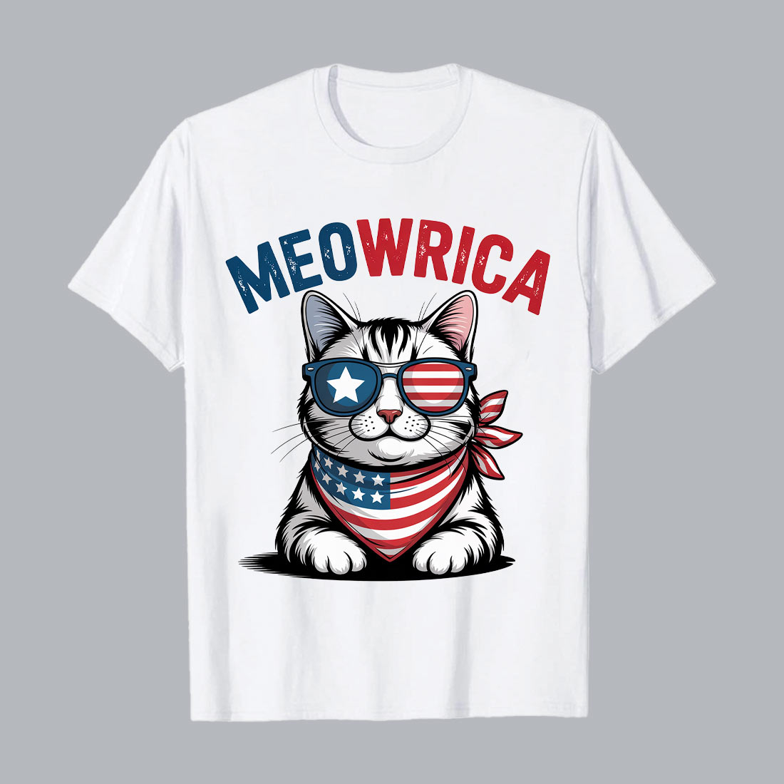3 Design Patriotic feline wearing American flag bandana and sunglasses American flag PNG T shirt Design cover image.