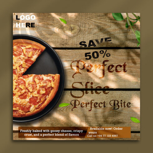 Perfect Pizza Slice Social Media PSD Template cover image.