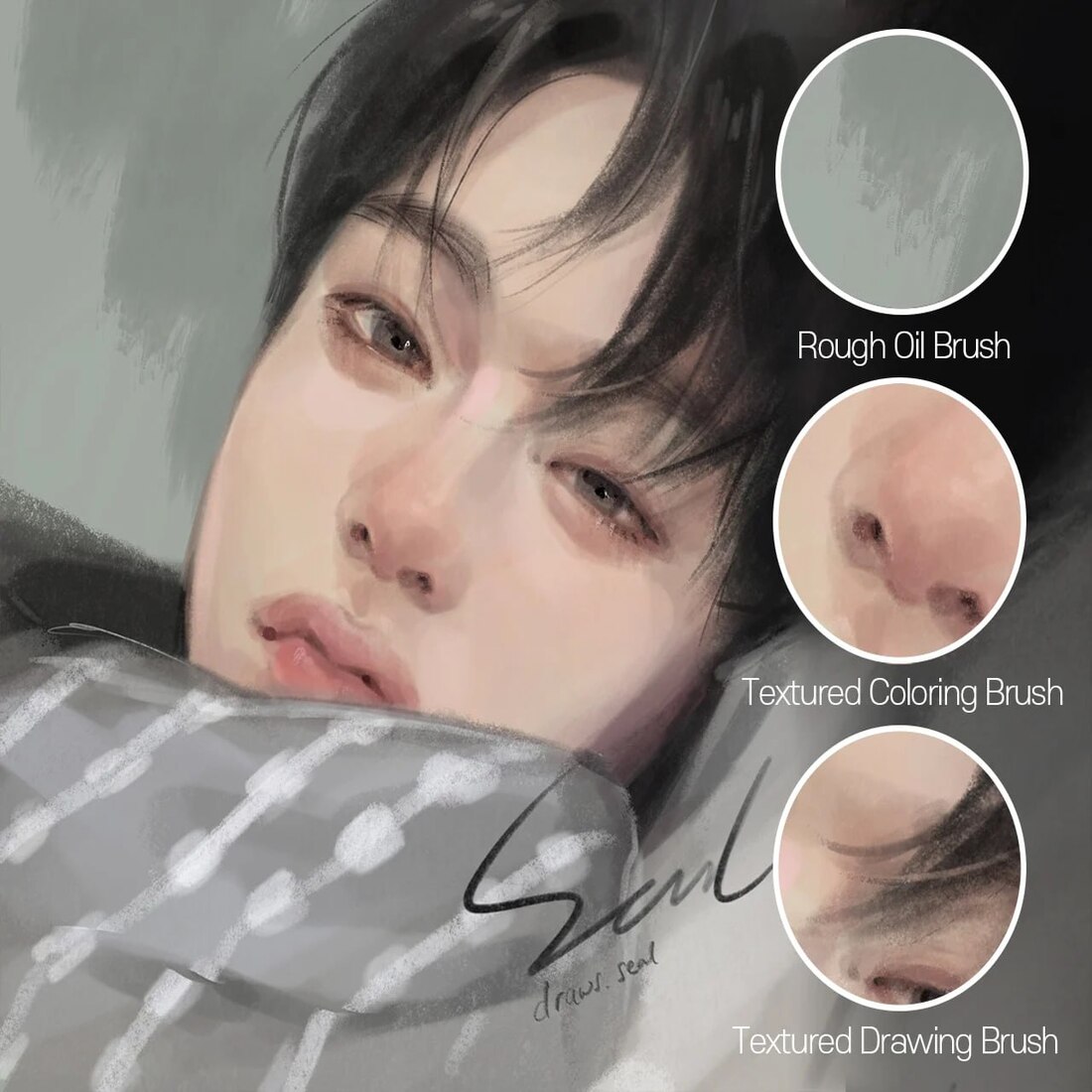 Full of Texture - Portrait & Hair Brushes for Procreate preview image.