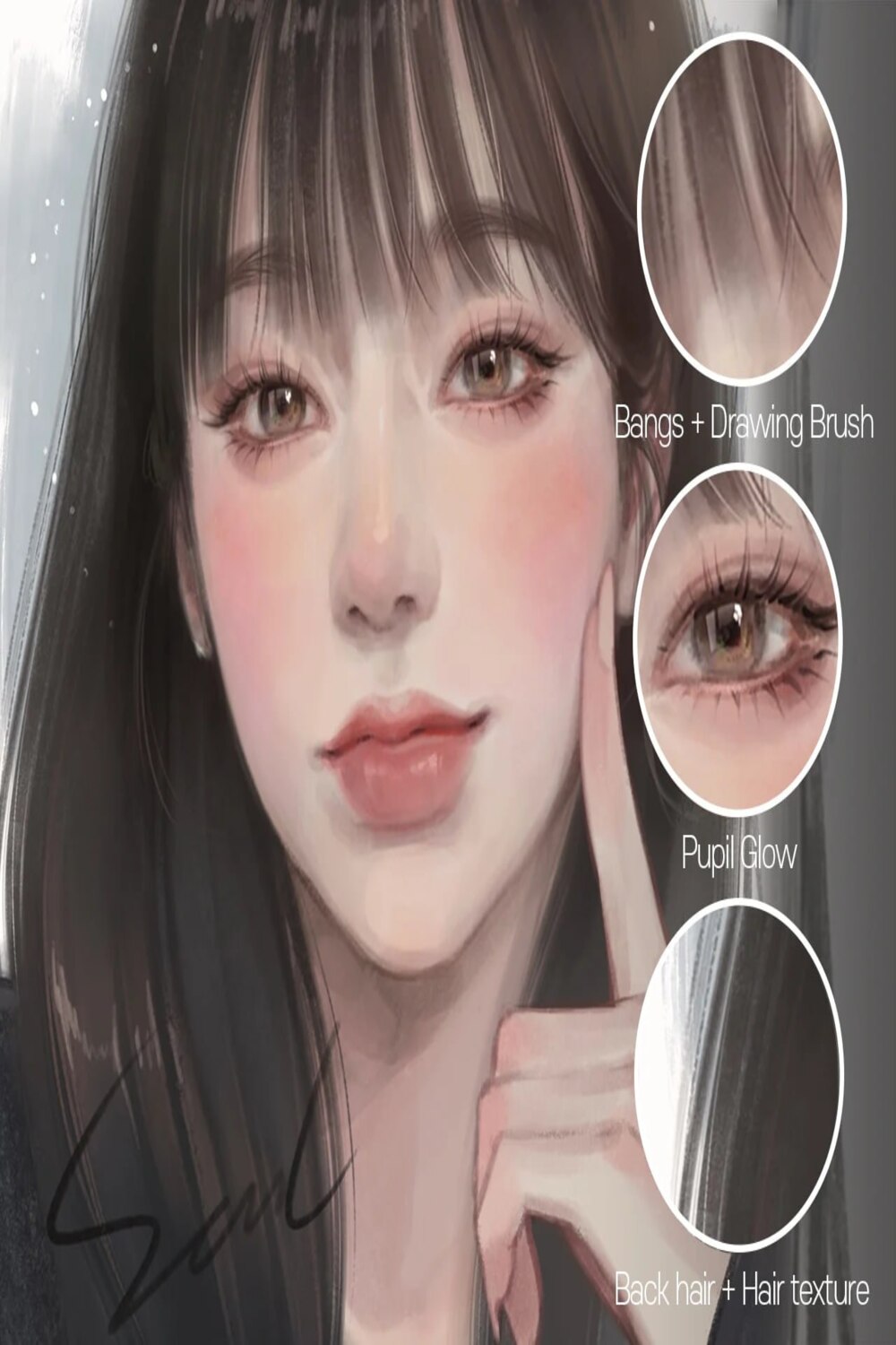 Full of Texture - Portrait & Hair Brushes for Procreate pinterest preview image.