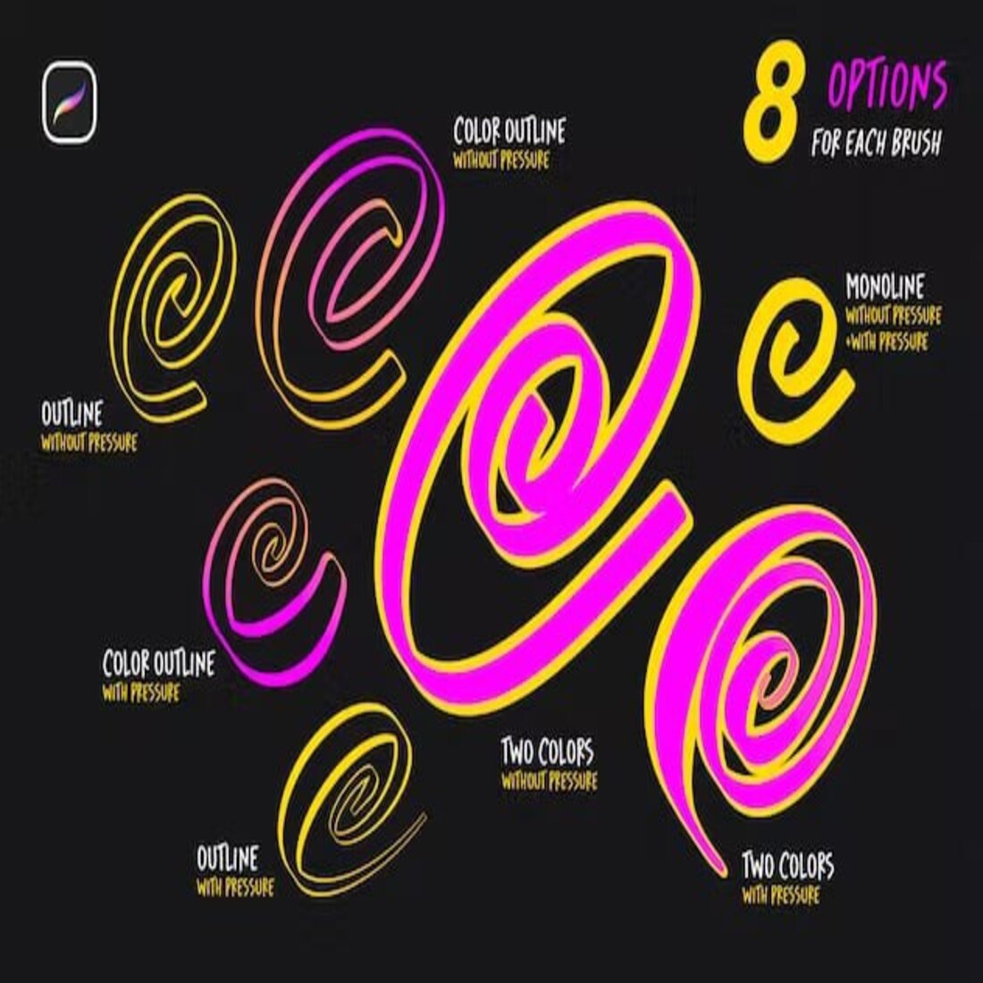 Оutlines - Procreate brushes preview image.