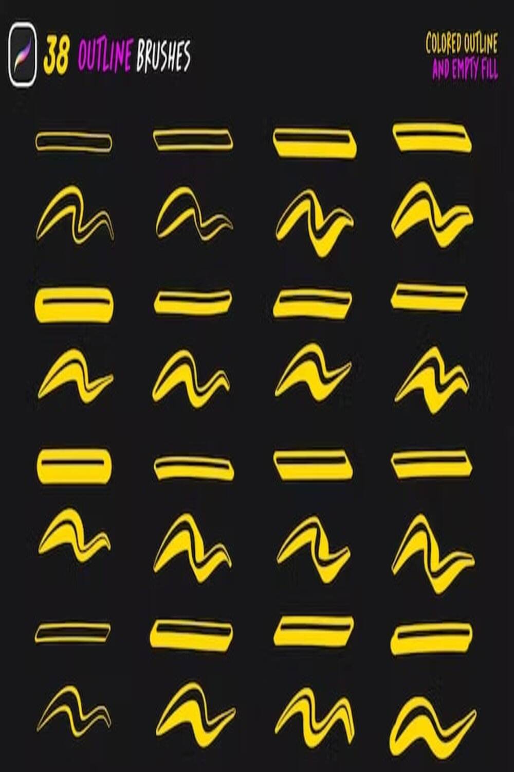 Оutlines - Procreate brushes pinterest preview image.